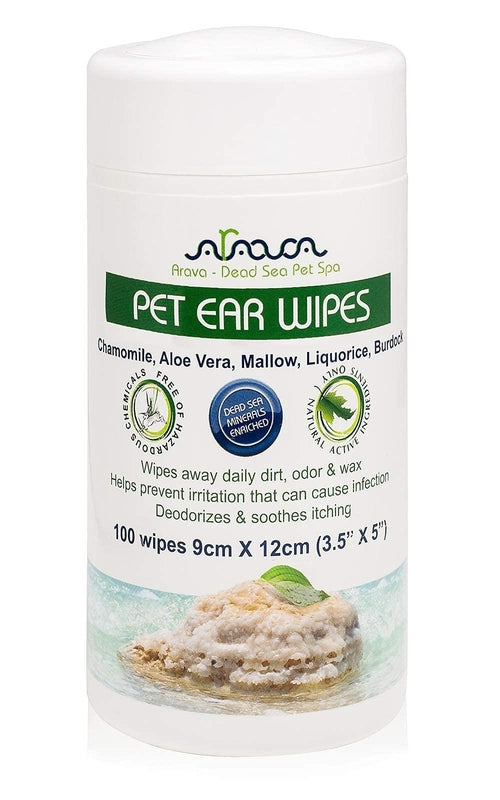Ear Cleaner Wipes by Arava   for Dogs Cats Puppies & Kittens   100